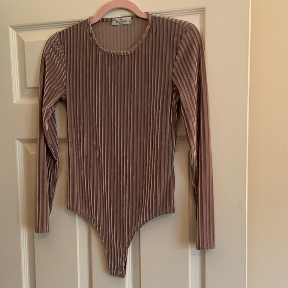 Ribbed Long Sleeve Bodysuit - Mauve